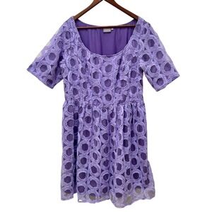 eShakti Purple Lace Circle Overlay Fit Flare Dress 1X 18W Fairy Whimsical